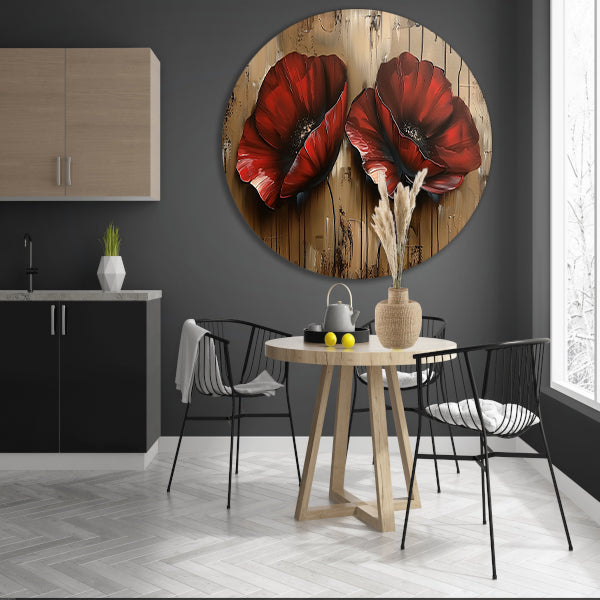 Twee rode bloemen met abstracte achtergrond forex muurcirkel
