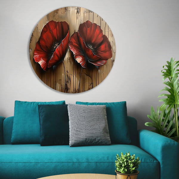 Twee rode bloemen met abstracte achtergrond forex muurcirkel