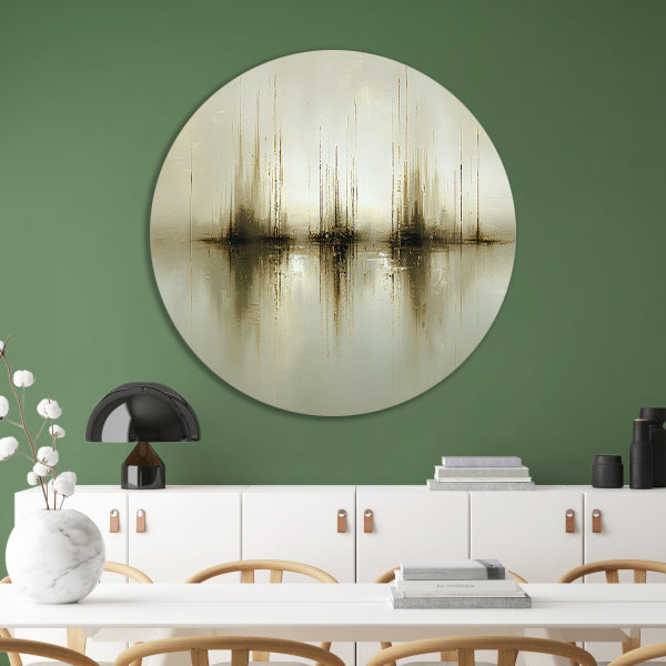 Abstract gouden reflecties in mist forex muurcirkel