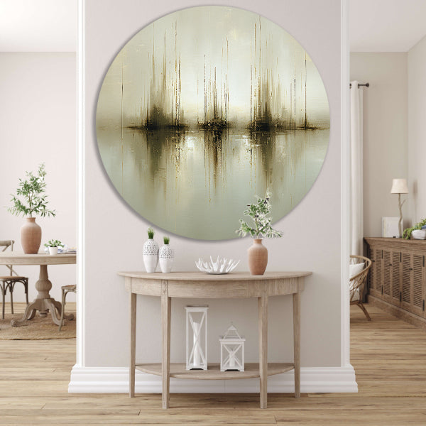 Abstract gouden reflecties in mist forex muurcirkel