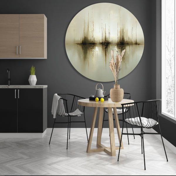 Abstract gouden reflecties in mist forex muurcirkel