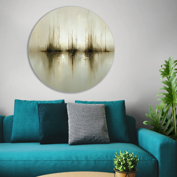 Abstract gouden reflecties in mist forex muurcirkel