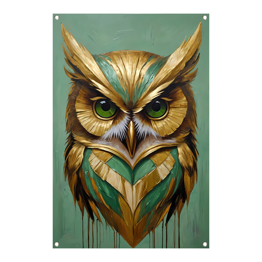 Moderne Gouden Uil in Art Deco Stijl tuinposter