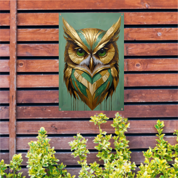 Moderne Gouden Uil in Art Deco Stijl tuinposter