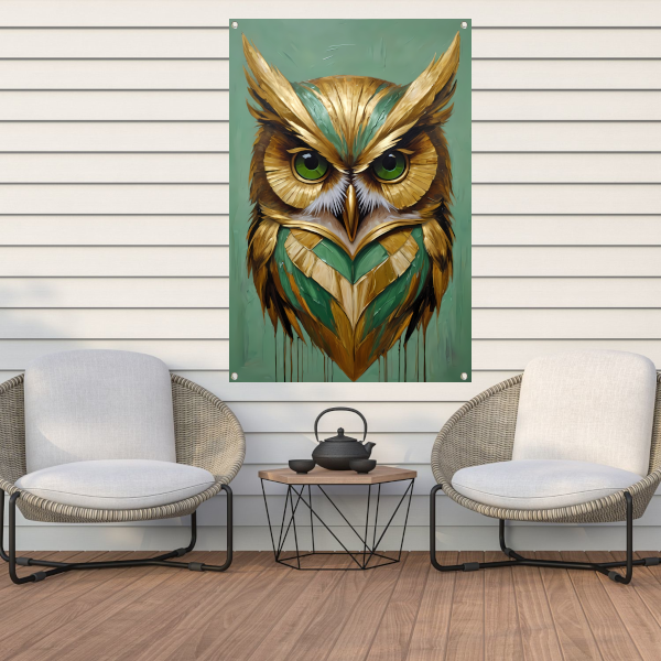 Moderne Gouden Uil in Art Deco Stijl tuinposter