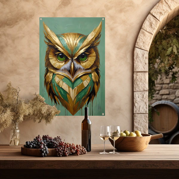 Moderne Gouden Uil in Art Deco Stijl tuinposter