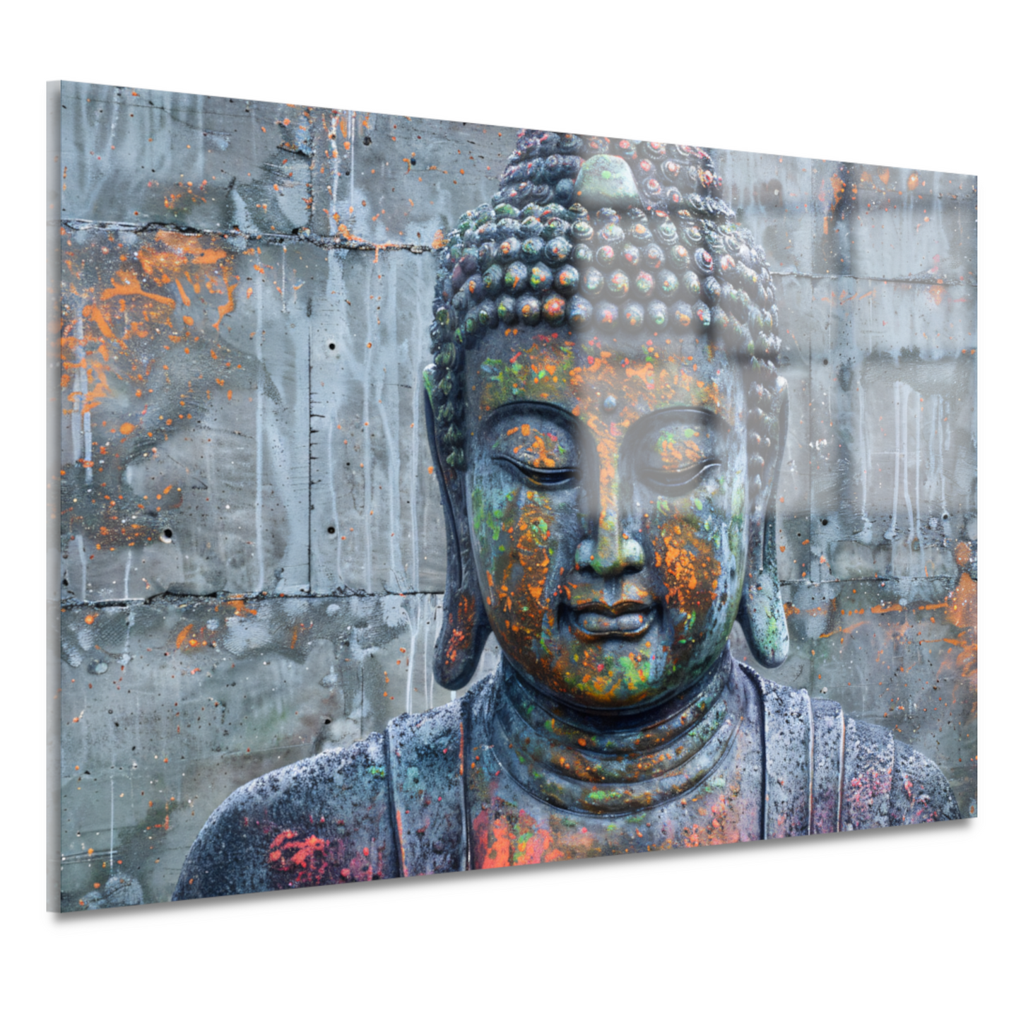 Boeddha Kunstwerk met Kleurrijke Betonnen Achtergrond acrylglas