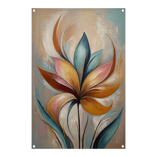 Abstracte Bloem in Pastelkleurige Olieverf tuinposter