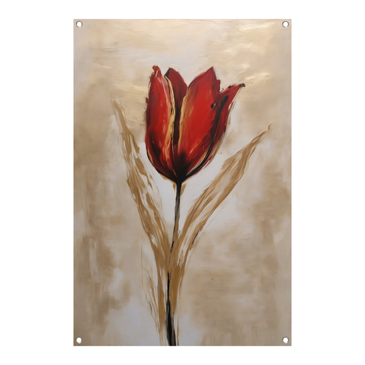 Abstracte gouden tulp op neutrale achtergrond tuinposter