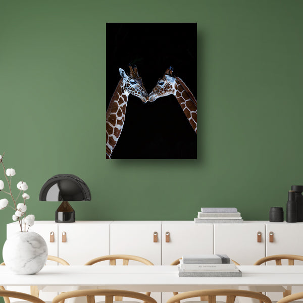 Twee giraffen in een intiem moment canvas