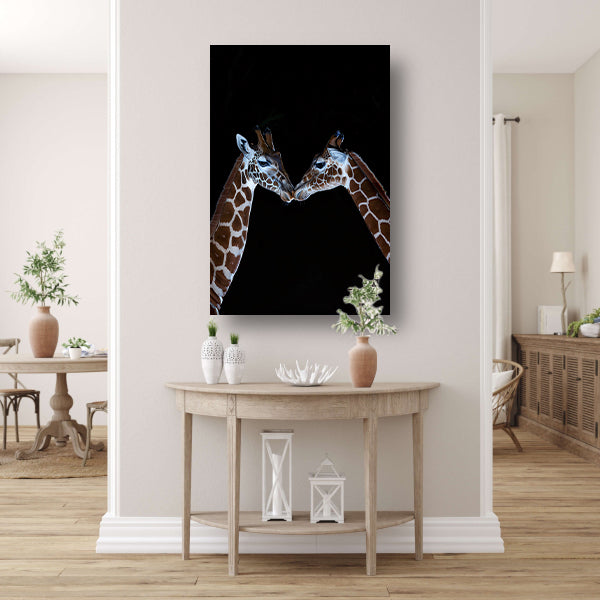 Twee giraffen in een intiem moment canvas