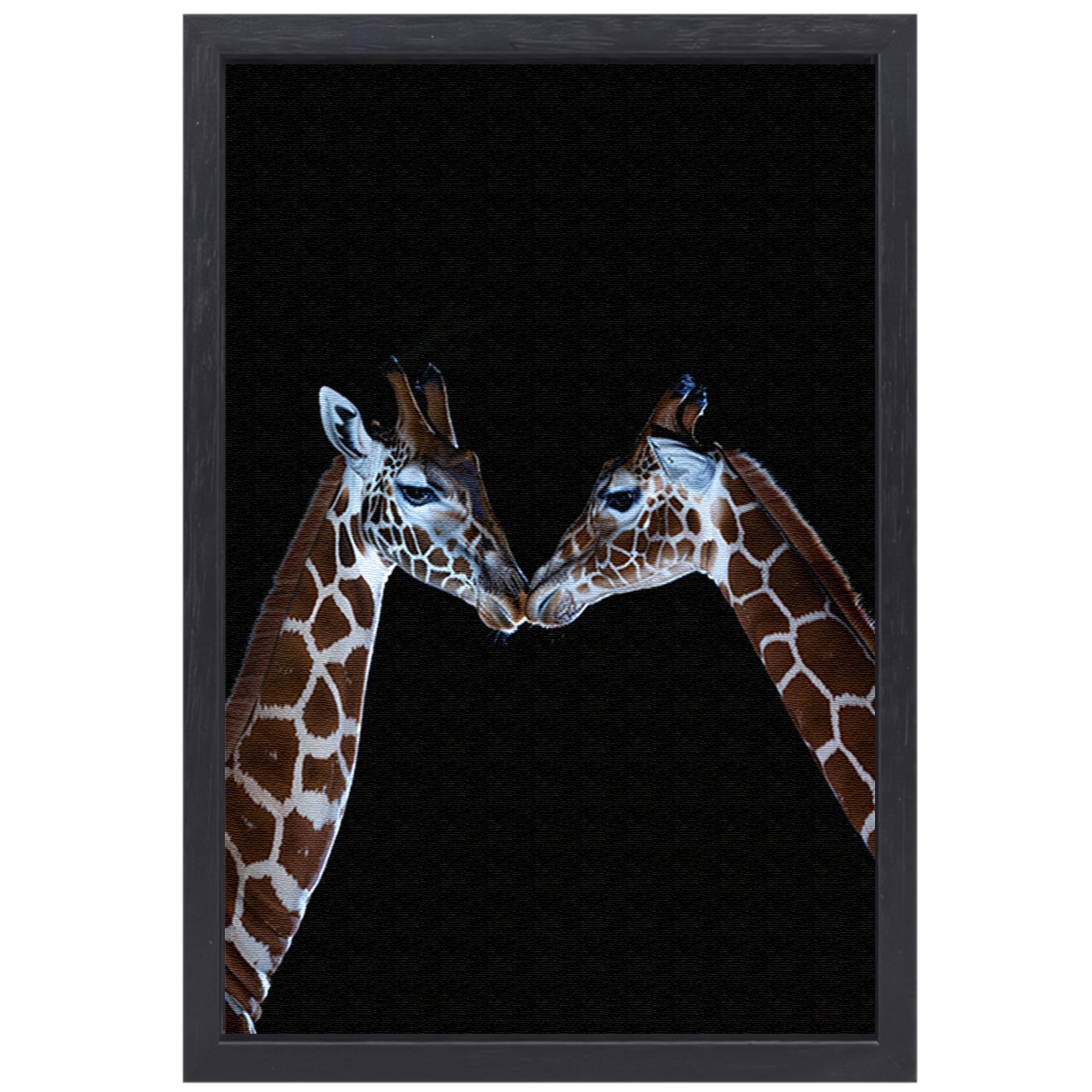 Twee giraffen in een intiem moment canvas met baklijst