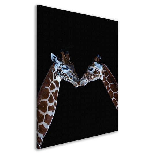 Twee giraffen in een intiem moment canvas