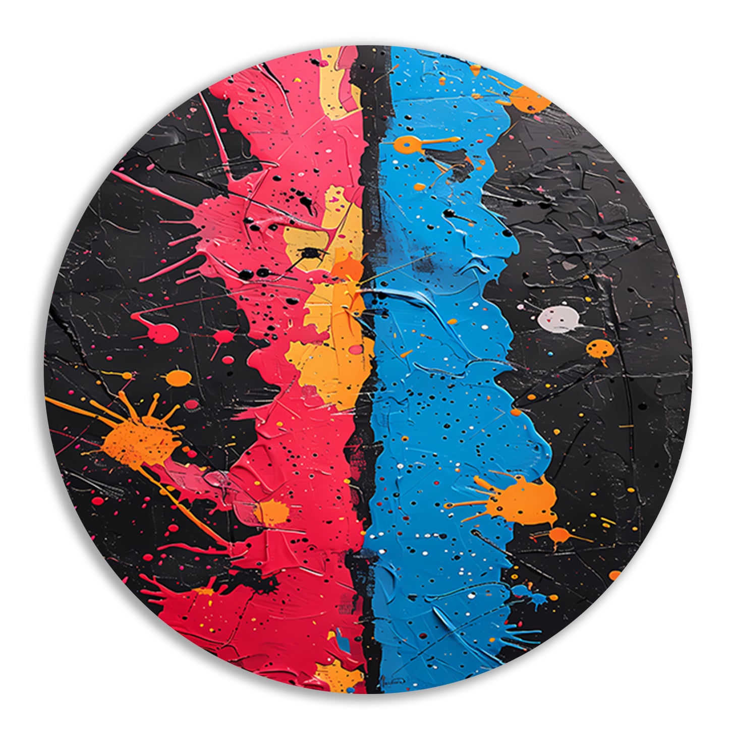 Abstract met Kleurrijk Verfspatten aluminium muurcirkel