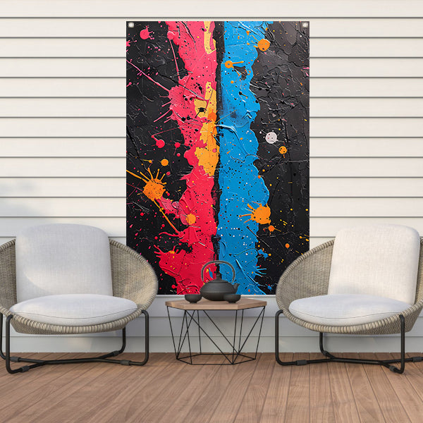 Abstract met Kleurrijk Verfspatten tuinposter