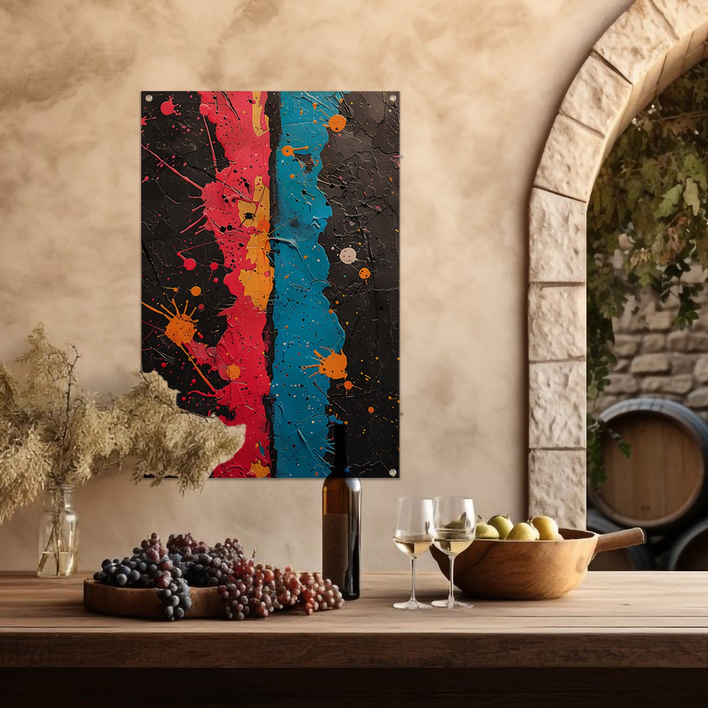 Abstract met Kleurrijk Verfspatten tuinposter