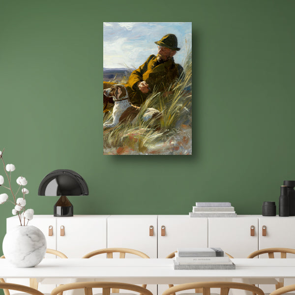 Meesterplanter C.F. Dahlerup met zijn jachthond - Ferdinand Heilbuth canvas met baklijst