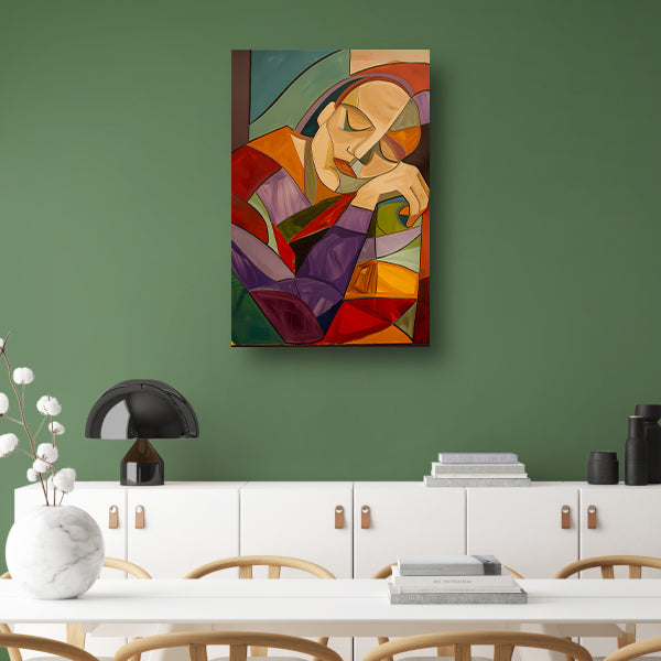 Kubistisch portret van vrouw in rust canvas