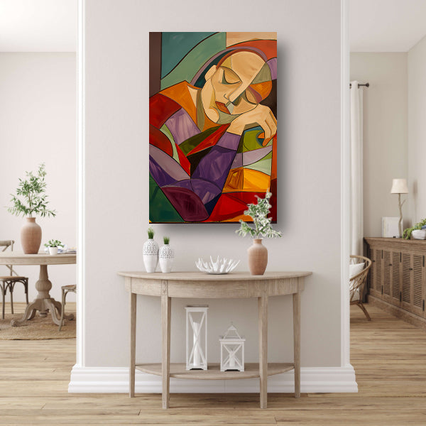 Kubistisch portret van vrouw in rust canvas