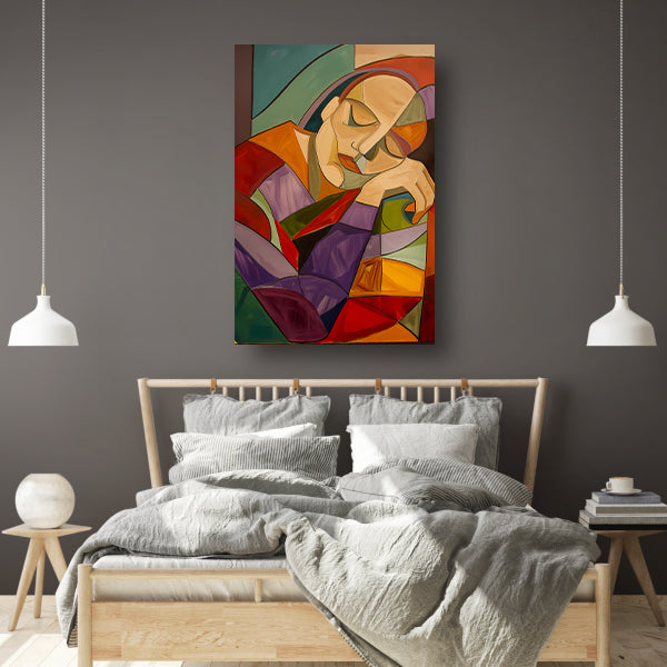 Kubistisch portret van vrouw in rust canvas
