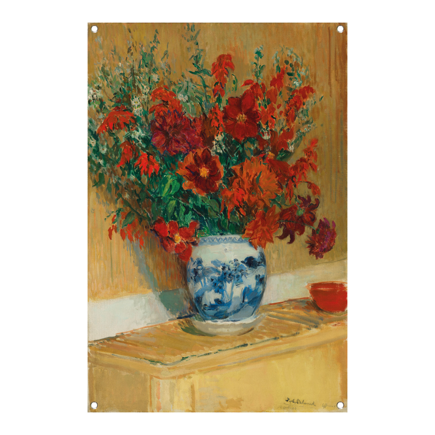 Boeket bloemen in blauwe vaas - Jacques-Émile Blanche tuinposter