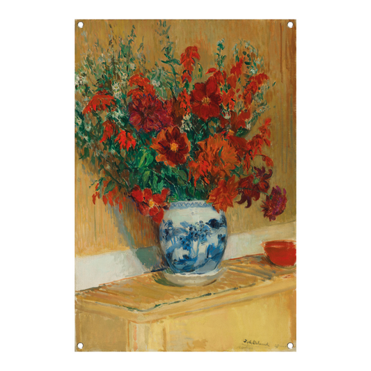 Boeket bloemen in blauwe vaas - Jacques-Émile Blanche tuinposter