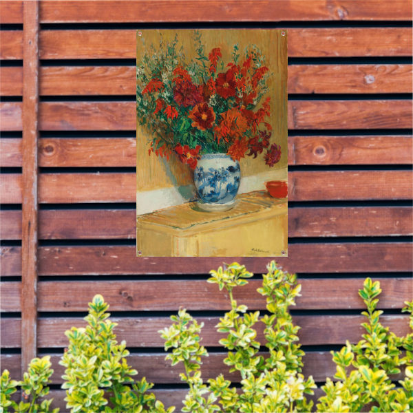 Boeket bloemen in blauwe vaas - Jacques-Émile Blanche tuinposter