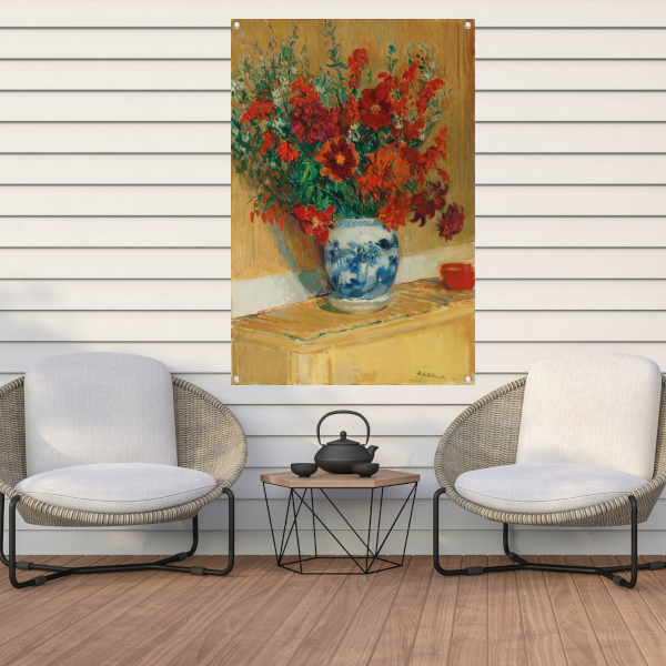 Boeket bloemen in blauwe vaas - Jacques-Émile Blanche tuinposter
