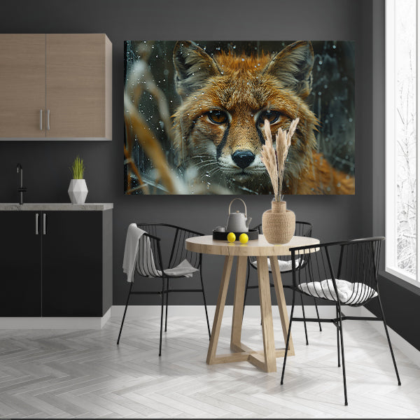 Vos kijkt door raam canvas