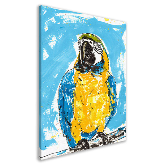 Abstract schilderij van kleurrijke papegaai canvas