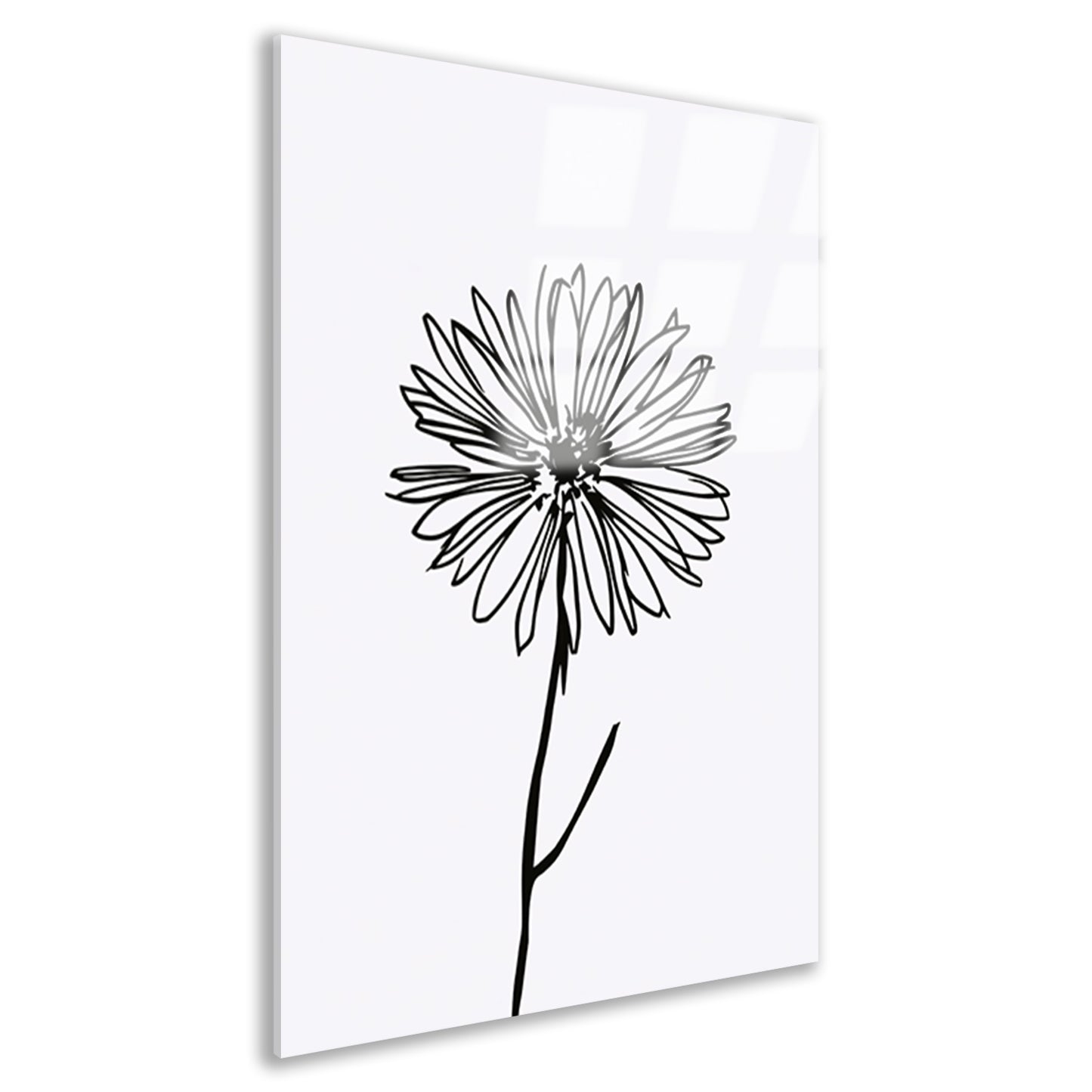 Minimalistische Bloem in Lijntekening Zwart Wit acrylglas