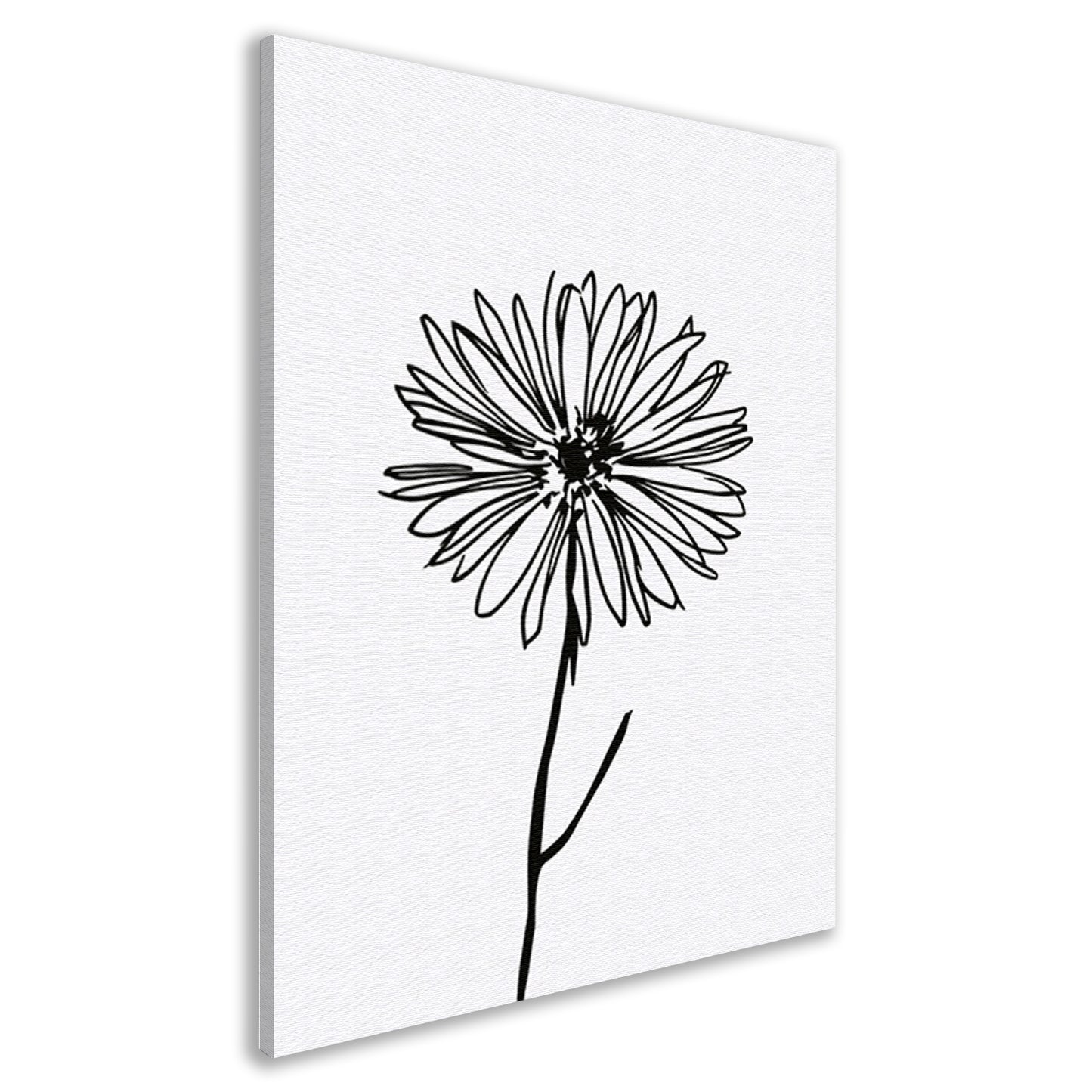 Minimalistische Bloem in Lijntekening Zwart Wit canvas