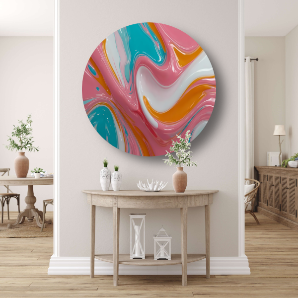 Stromende Kleurrijkheid in Moderne Abstractie forex muurcirkel