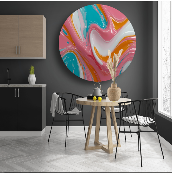 Stromende Kleurrijkheid in Moderne Abstractie forex muurcirkel