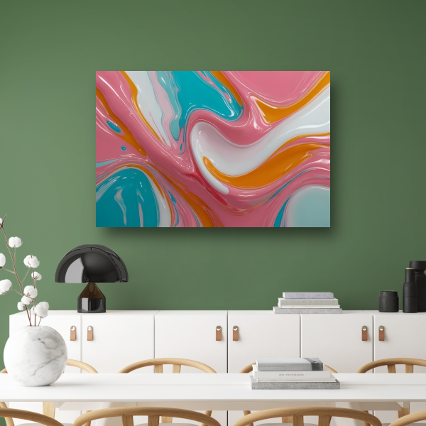 Stromende Kleurrijkheid in Moderne Abstractie canvas met baklijst