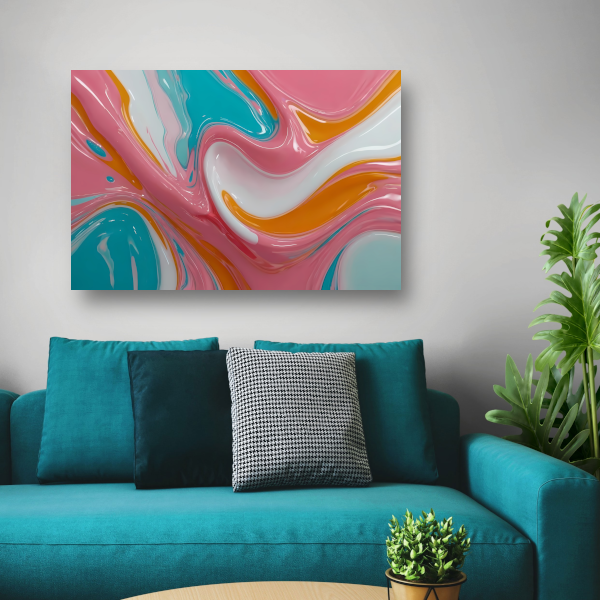 Stromende Kleurrijkheid in Moderne Abstractie canvas met baklijst