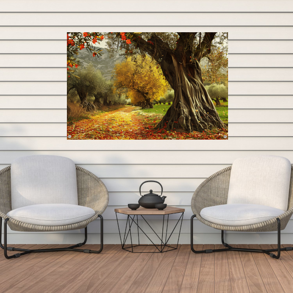 Boswandeling in Lentezon tuinposter