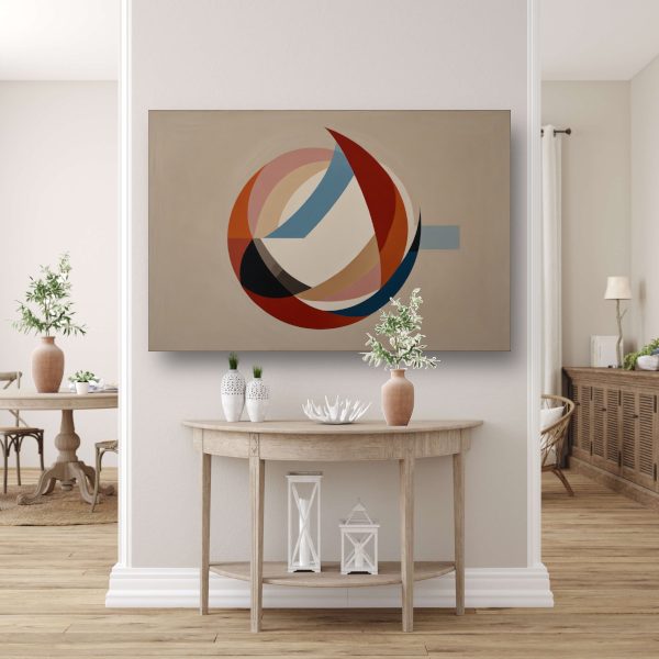 Abstracte symmetrie met cirkels en lijnen canvas