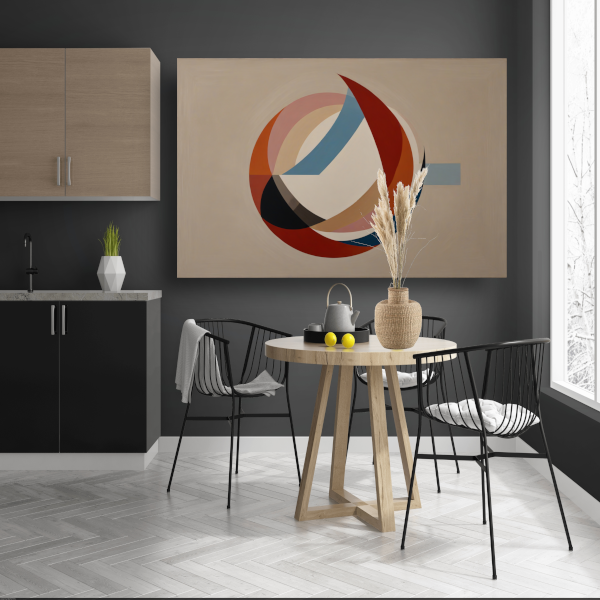 Abstracte symmetrie met cirkels en lijnen canvas