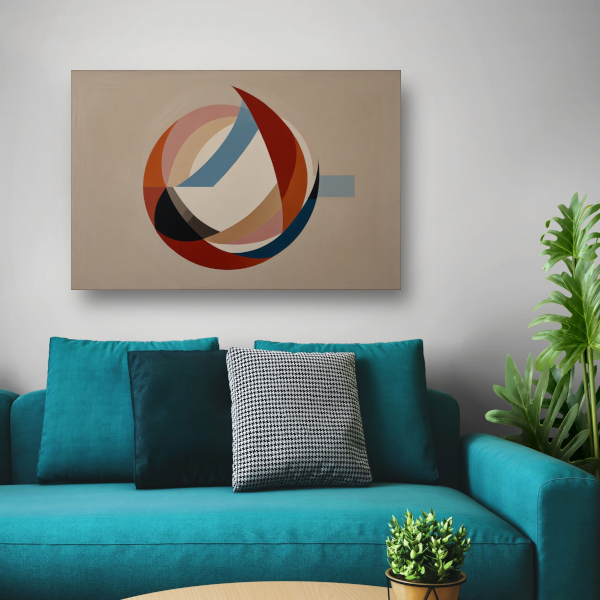 Abstracte symmetrie met cirkels en lijnen canvas