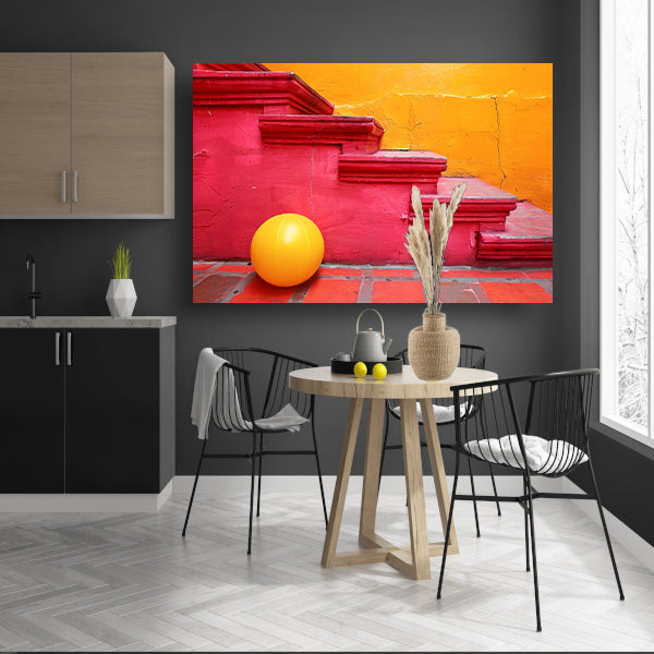 Minimalistische trap met gele bal canvas