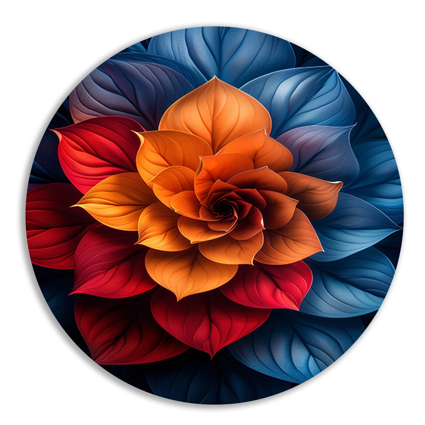 Abstract Digitale Bloem in Levendige Kleuren aluminium muurcirkel