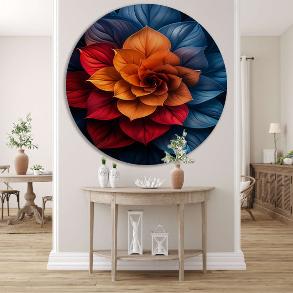 Abstract Digitale Bloem in Levendige Kleuren forex muurcirkel