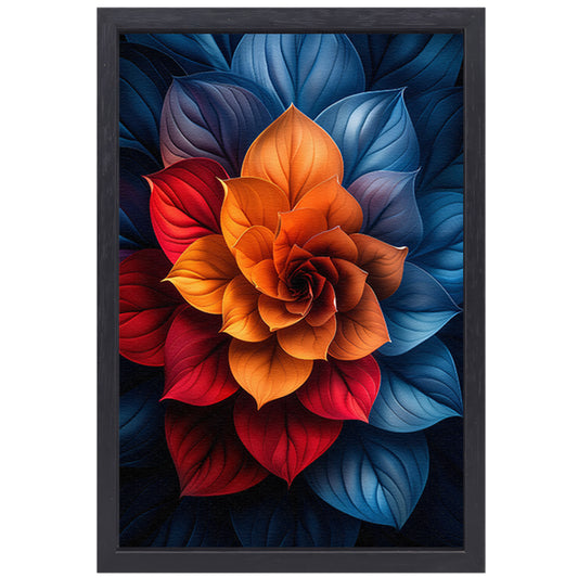 Abstract Digitale Bloem in Levendige Kleuren canvas met baklijst