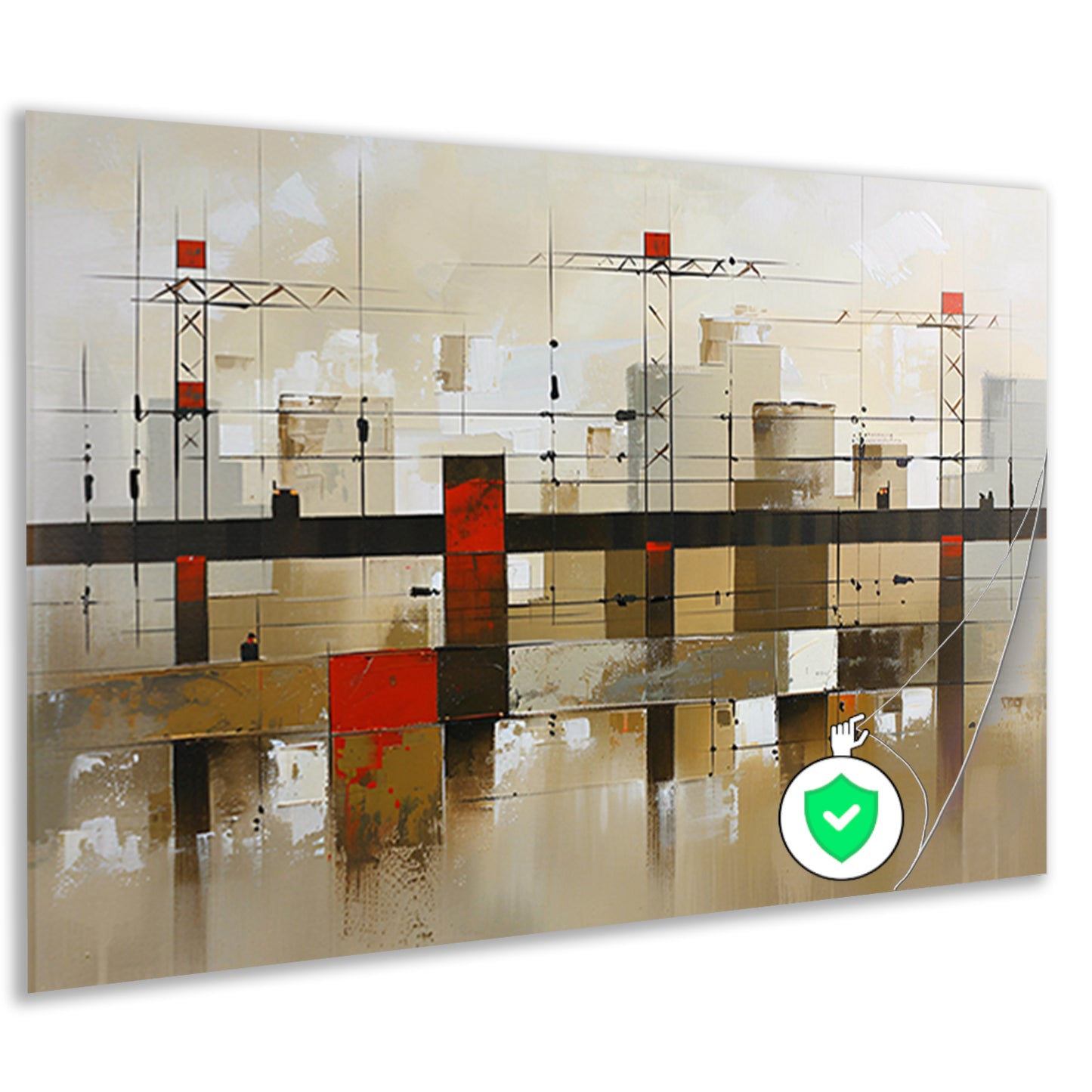 Abstracte stad met bruggen in aardetinten poster