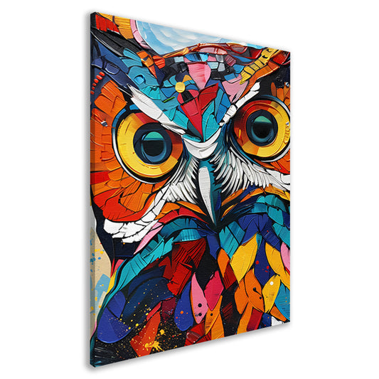Kleurrijke abstracte uil in Popart-stijl canvas