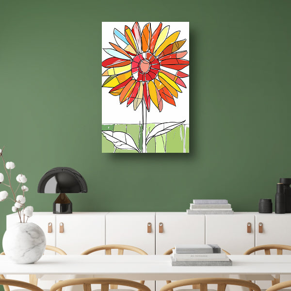 Kleurrijke abstracte illustratie van zonnebloem poster