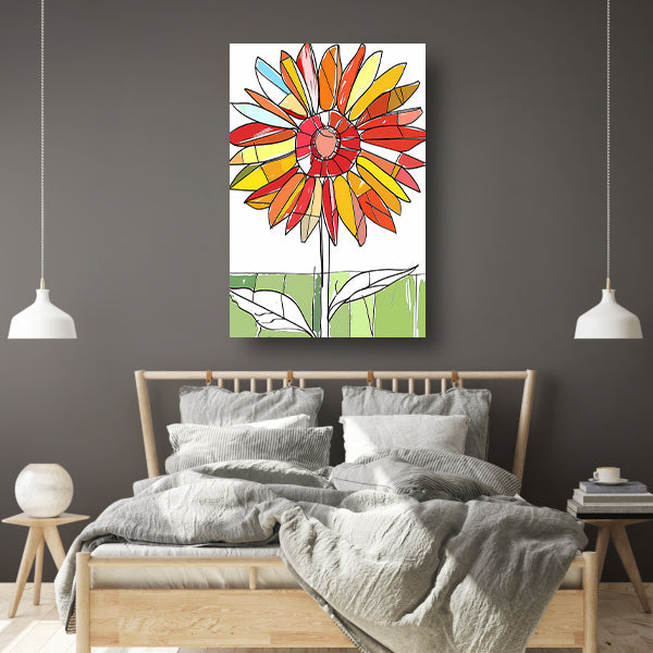 Kleurrijke abstracte illustratie van zonnebloem poster