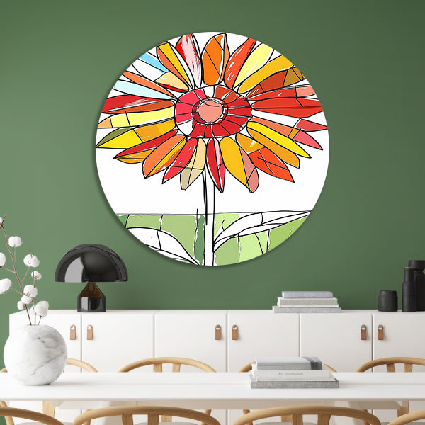 Kleurrijke abstracte illustratie van zonnebloem forex muurcirkel