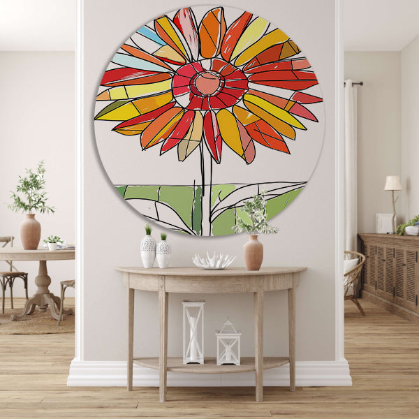 Kleurrijke abstracte illustratie van zonnebloem forex muurcirkel